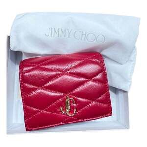 Jimmy Choo Farone Raspberry Red Leather Card Case Folding